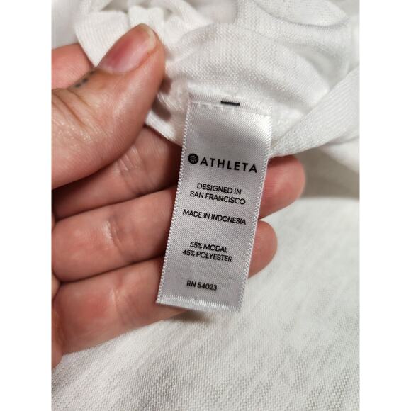 Sz LT Athleta Tank Top White Flowy Side Slits Womens Size Large - Picture 6 of 8